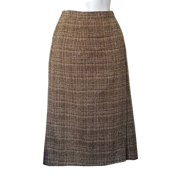 Vtg Skirt Blazer Suit Brown Tweed 5 Button Decorative Trim Faux Wrap Skirt Midi - Picture 6 of 16